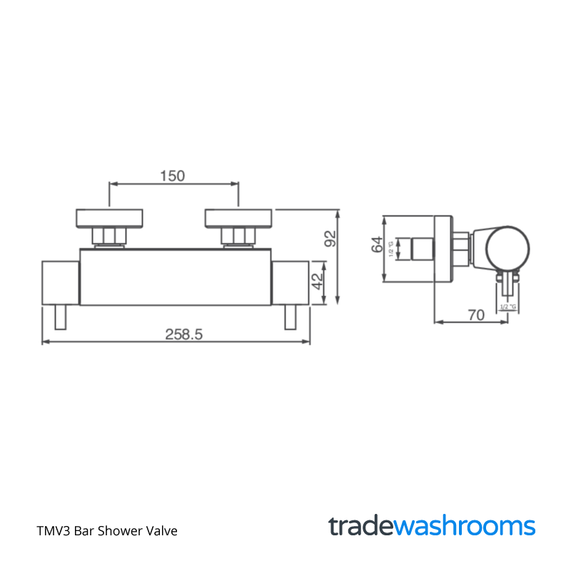 TMV3 Bar Shower Valve SOLBEF • Trade Washrooms