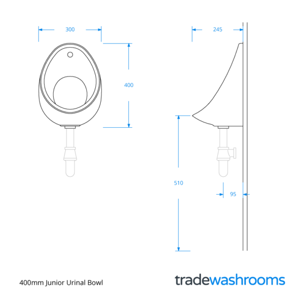 400mm Junior Urinal Bowl URBOW40 • Urinals for Schools