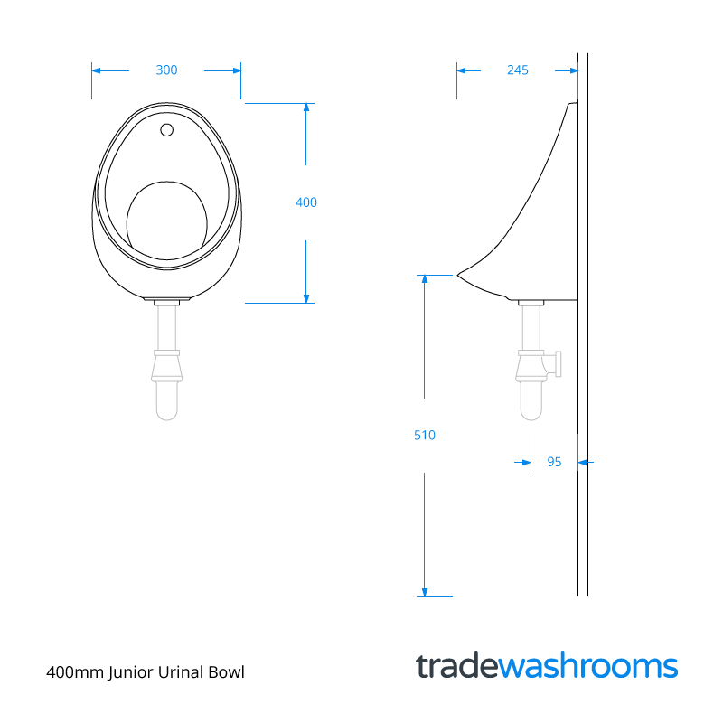 400mm Junior Urinal Bowl URBOW40 • Urinals for Schools