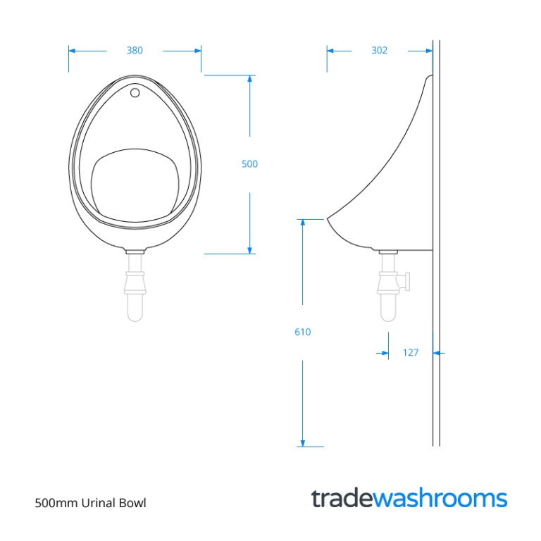 3x Bowl Exposed Urinal Pack UR50BOX3TOGO • Triple Urinal Set