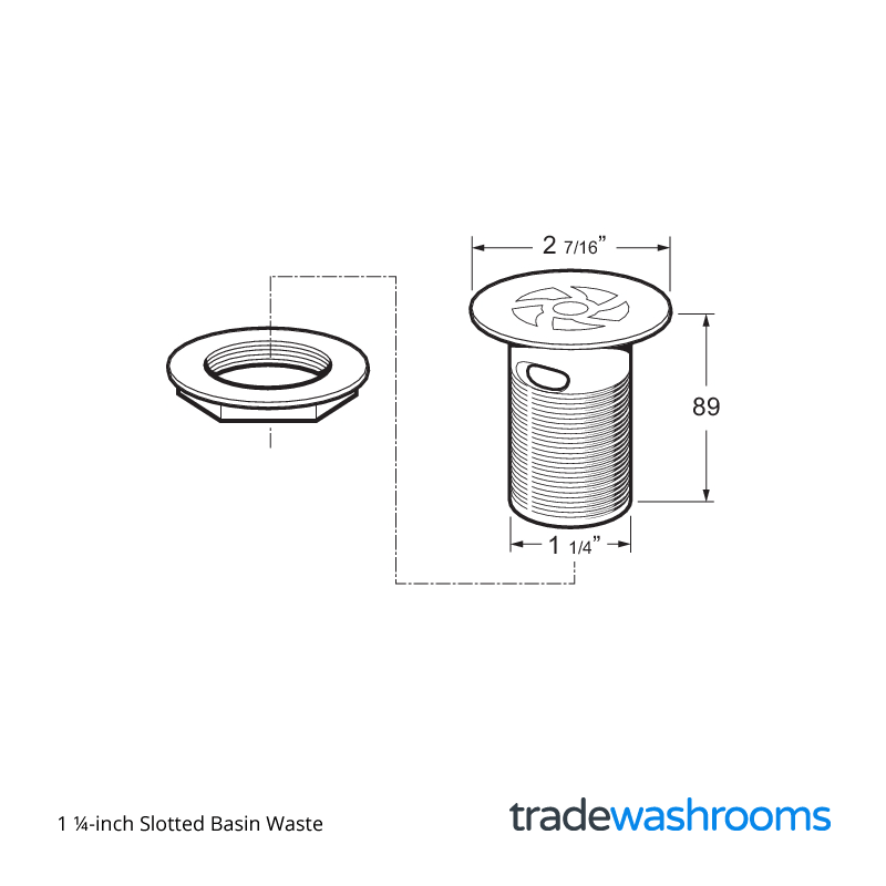 Deva 1 ¼inch Slotted Basin Waste WSTGR114/S