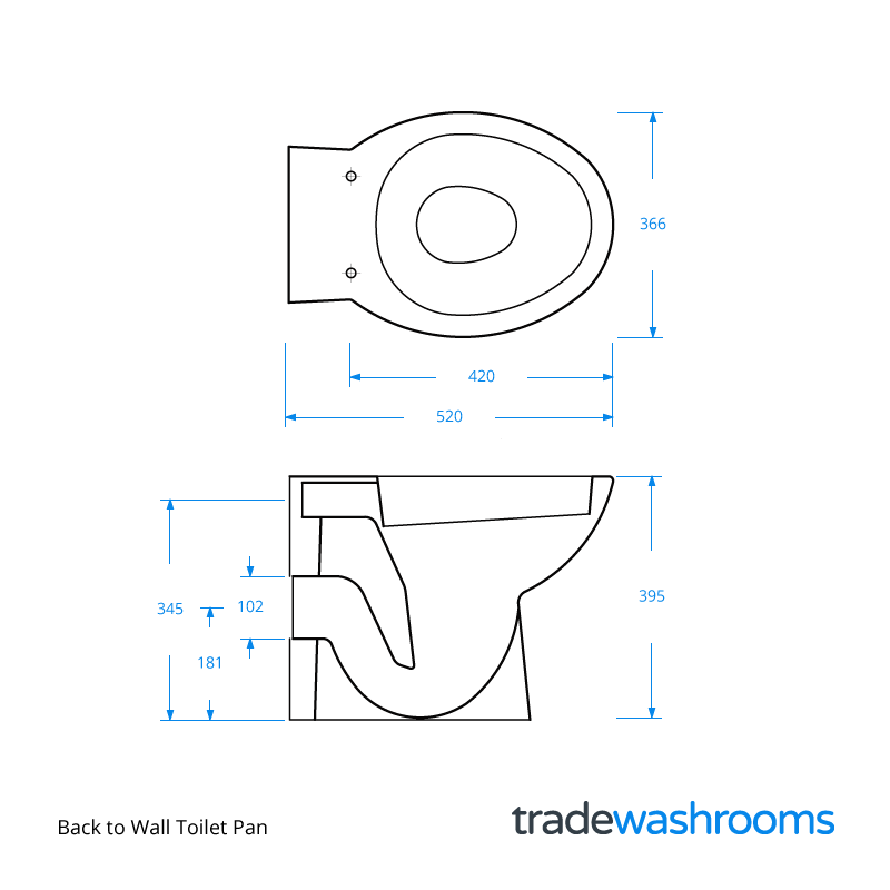 Commercial Back to Wall Toilet Pan ASWHBWPA • IPS Toilets