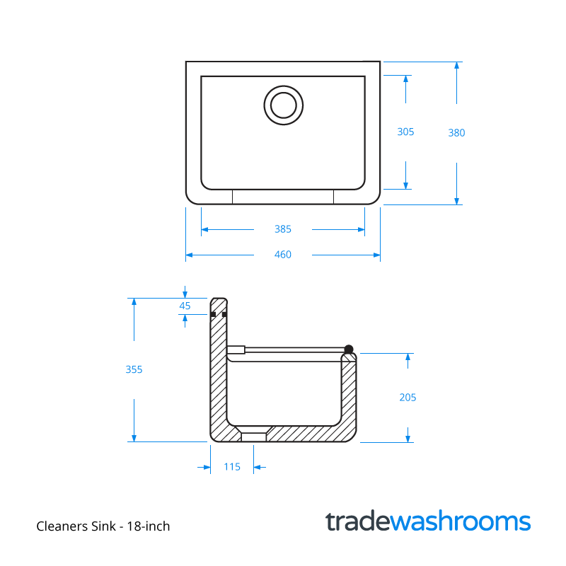 Cleaners Sink Complete Pack including Legs and Taps CLEANL18FULL