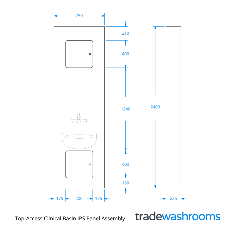 Clinical Basin IPS Panel Assembly FullHeight Healthcare IPS Panels