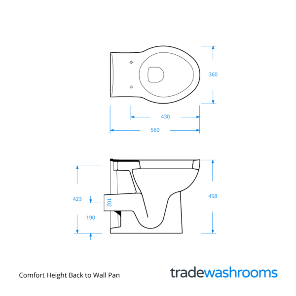 Comfort Height Back to Wall Pan DOCMBWPA • Sanitary Ware