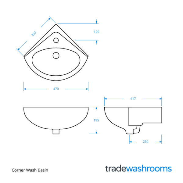 Corner Wash Basin ASWHCBA1 • Commercial Sanitary Ware