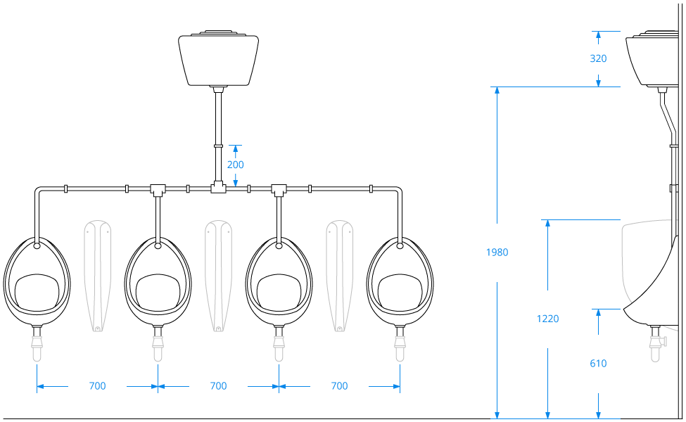 4x Bowl Exposed Urinal Pack UR50BOX4TOGO • Nationwide Delivery