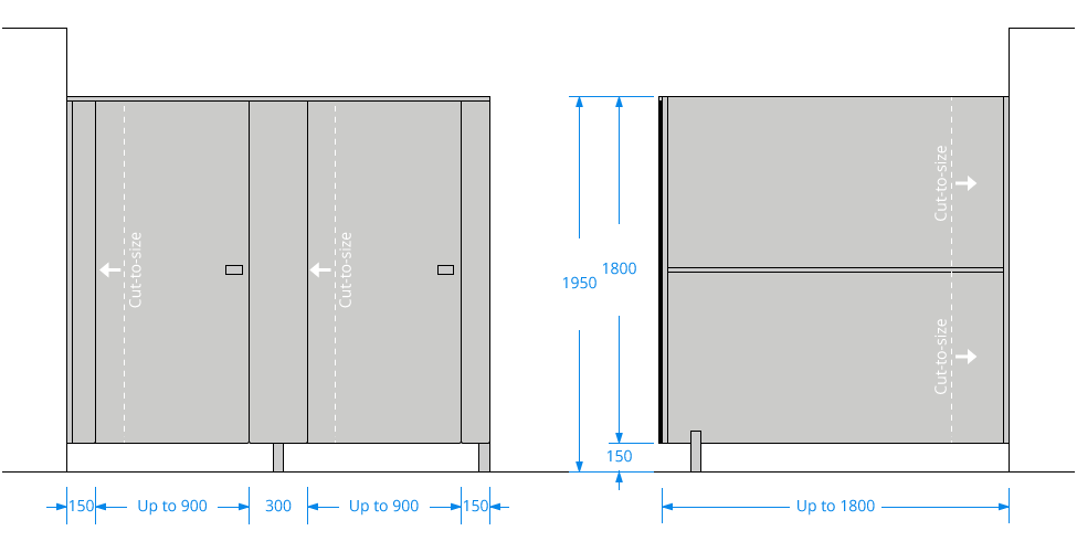 Commercial Shower Cubicle Door Pack Compact Laminate Grey