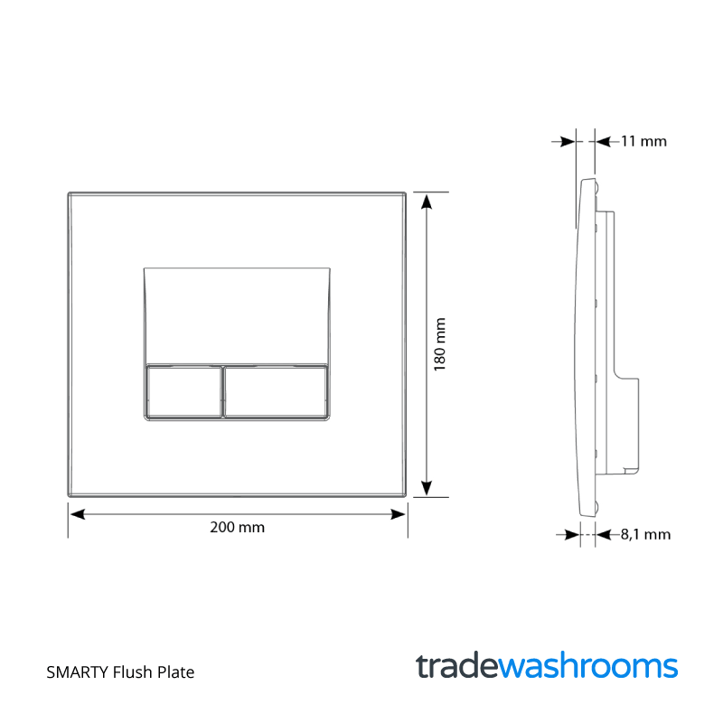 SMARTY Flush Plate Bright Chrome or Matt Chrome • Siamp