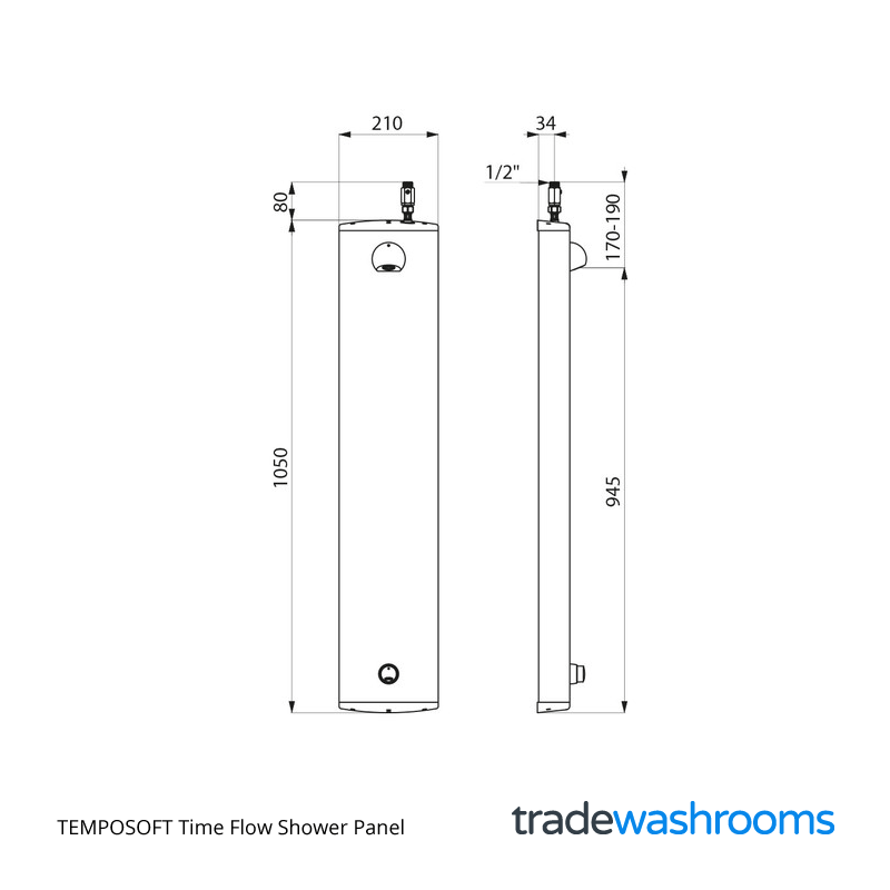 Delabie TEMPOSOFT Time Flow Shower Panel 749300 • Shop Online