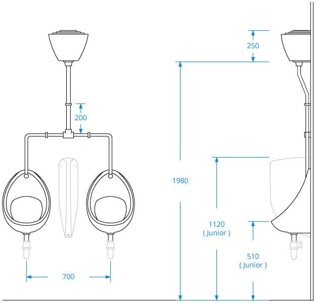 2x Junior Bowl Urinal Pack UR40BOX2TOGO • 400mm Twin Urinal Set
